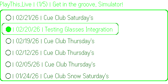 Event list on glasses HUD